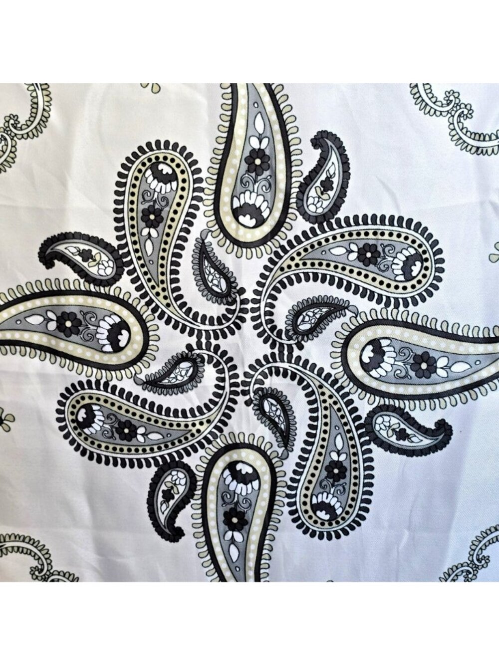 Y2K Black & White Paisley Print Scarf Workwear Accessory Polyester Square JJ4371 - Picture 6 of 6